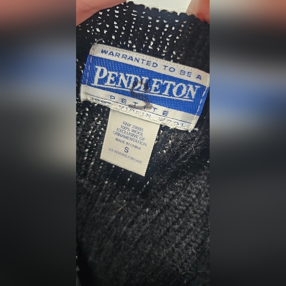 Vintage 90s Pendleton Sweater Vest Womens Petite Small Black Wool Ugly Christmas - Picture 8 of 12